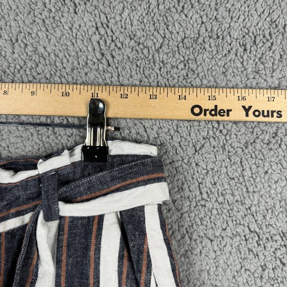 Banana Republic Pants Womens Sz 4 Blake Crop Striped Wide Leg Linen Blend Belted - Picture 5 of 13